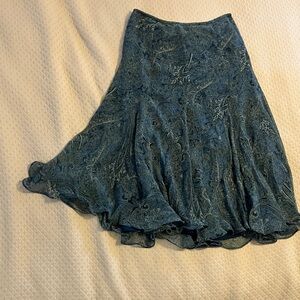 Jones New York Teal Paisley A-Line Skirt